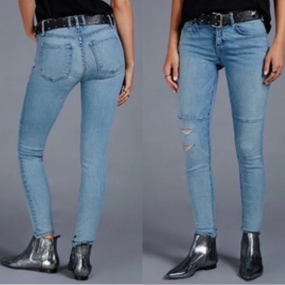 MCGUIRE ANTHROPOLOGIE Demi Seam Skinny Distressed 15e Moto Jeans size 28 - Picture 1 of 8